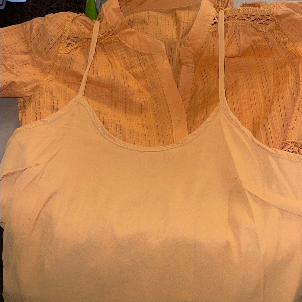 Knox Rose Orange Button-Front Mini Dress with lining - Picture 3 of 4